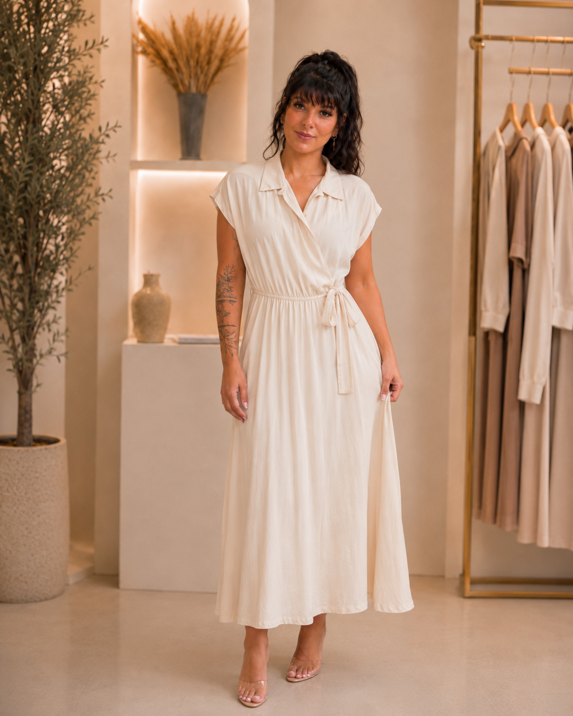 Robe longue cache-cœur