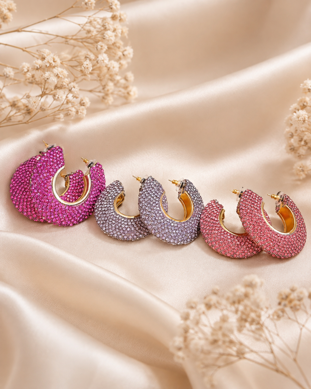 Boucles d'oreilles créoles strass Large