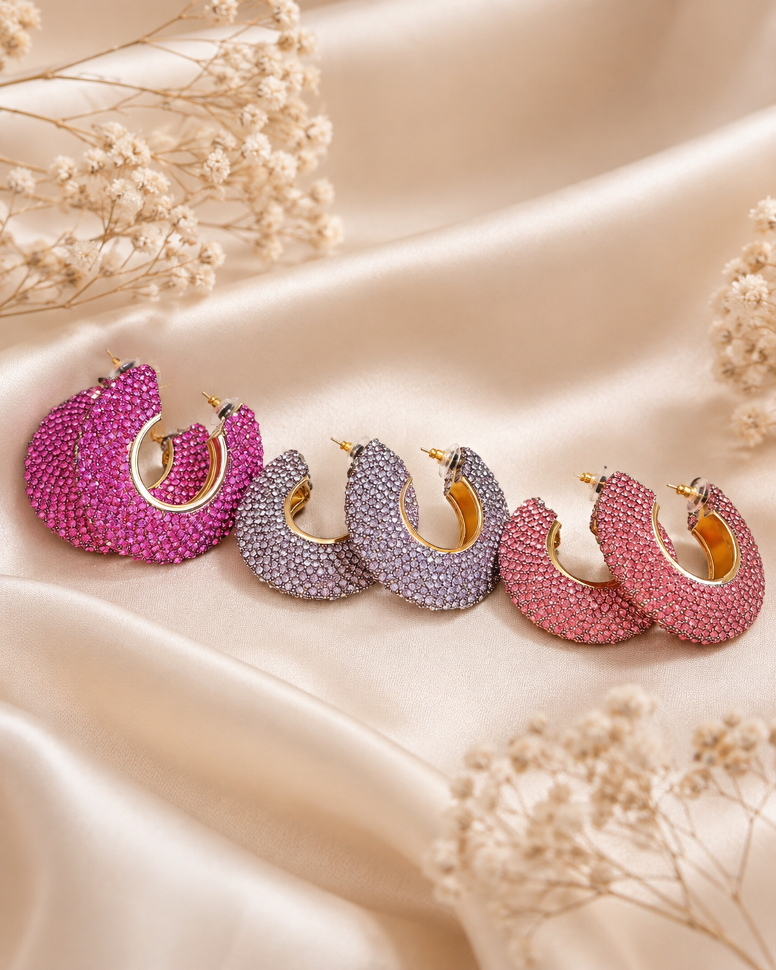 Boucles d'oreilles créoles strass Large