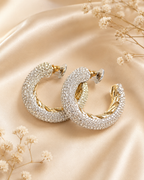 Boucles d'oreilles créoles strass épaisses