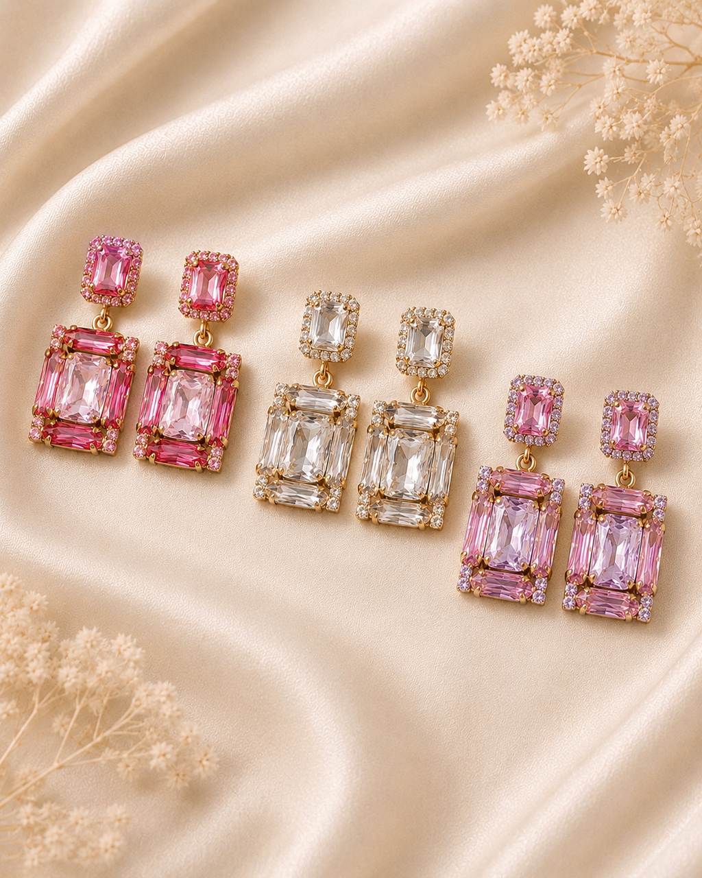 Boucles d’oreilles Cristal Rectangle Élégance