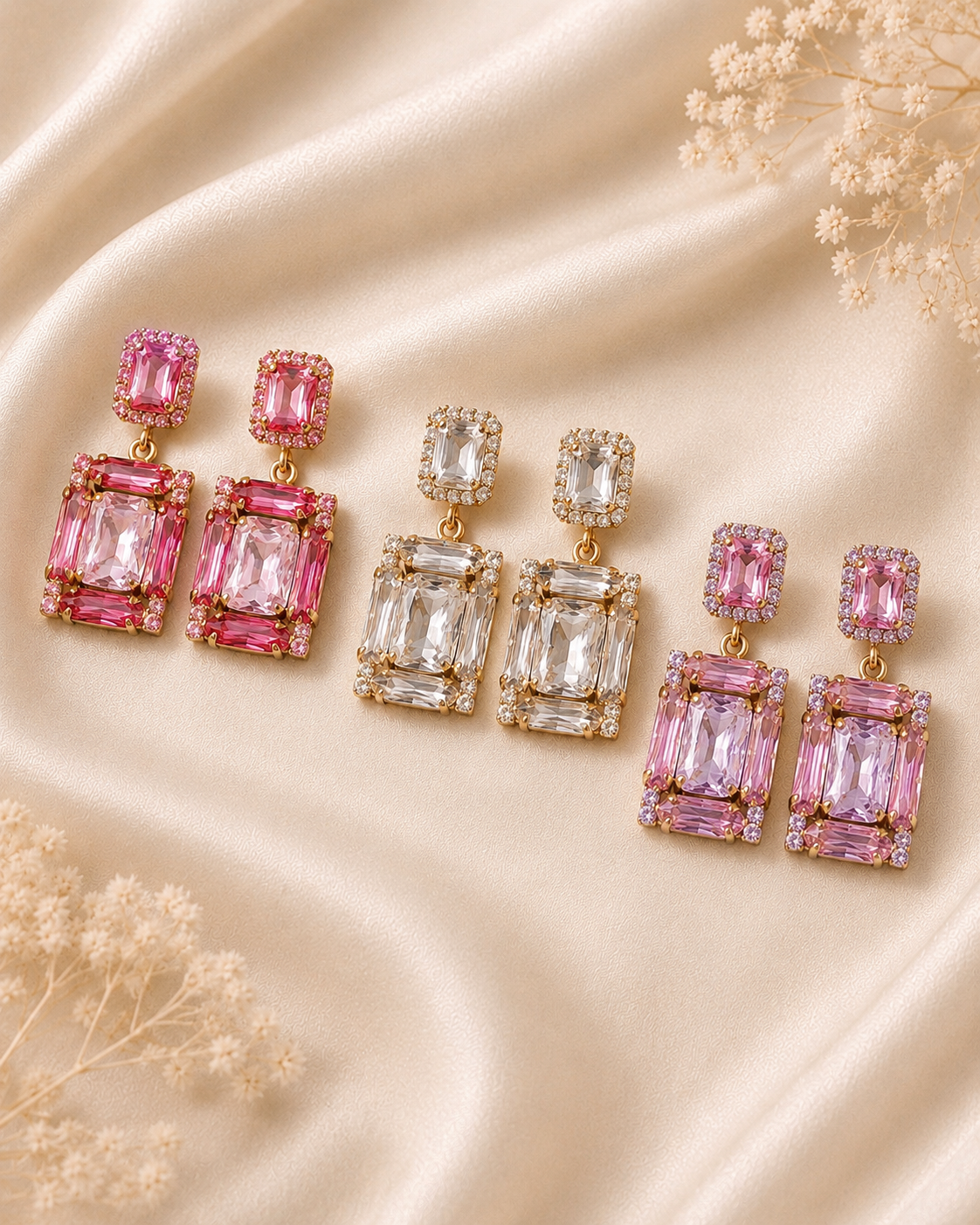 Boucles d’oreilles Cristal Rectangle Élégance