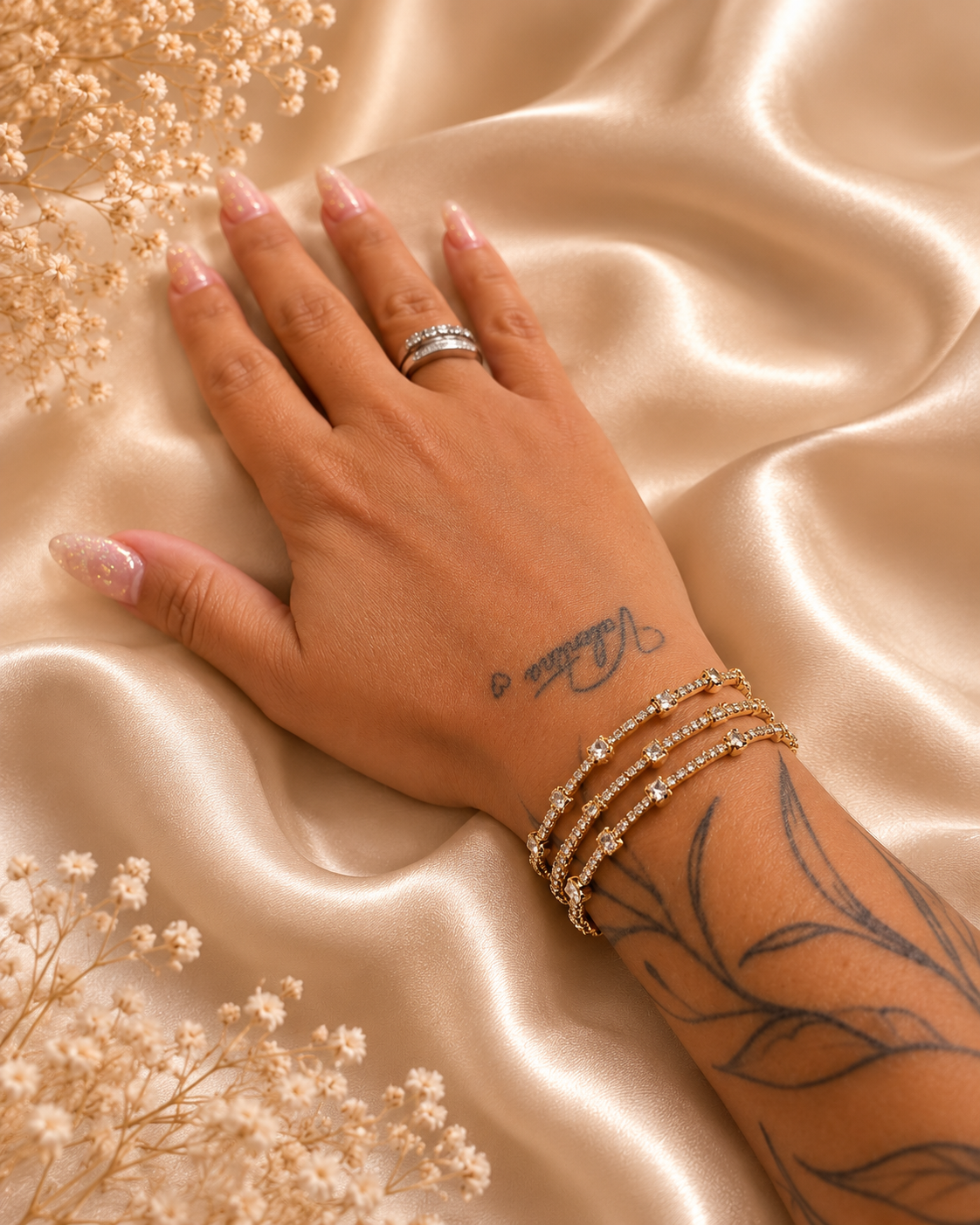 Bracelet manchette multi-rangs strass