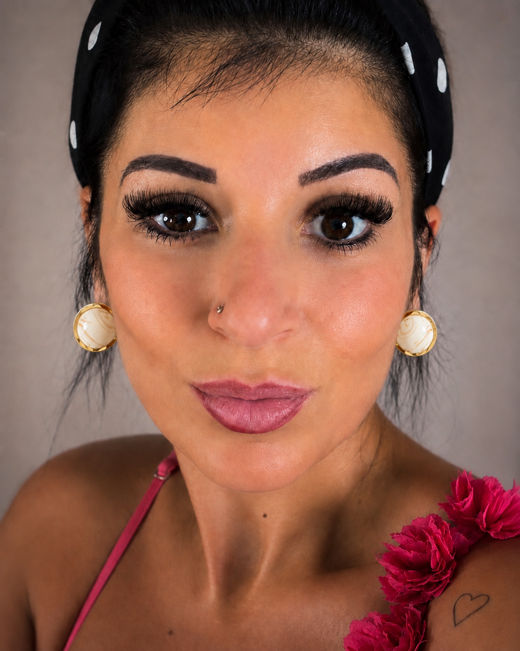 Boucles d'oreilles rondes effet marbré