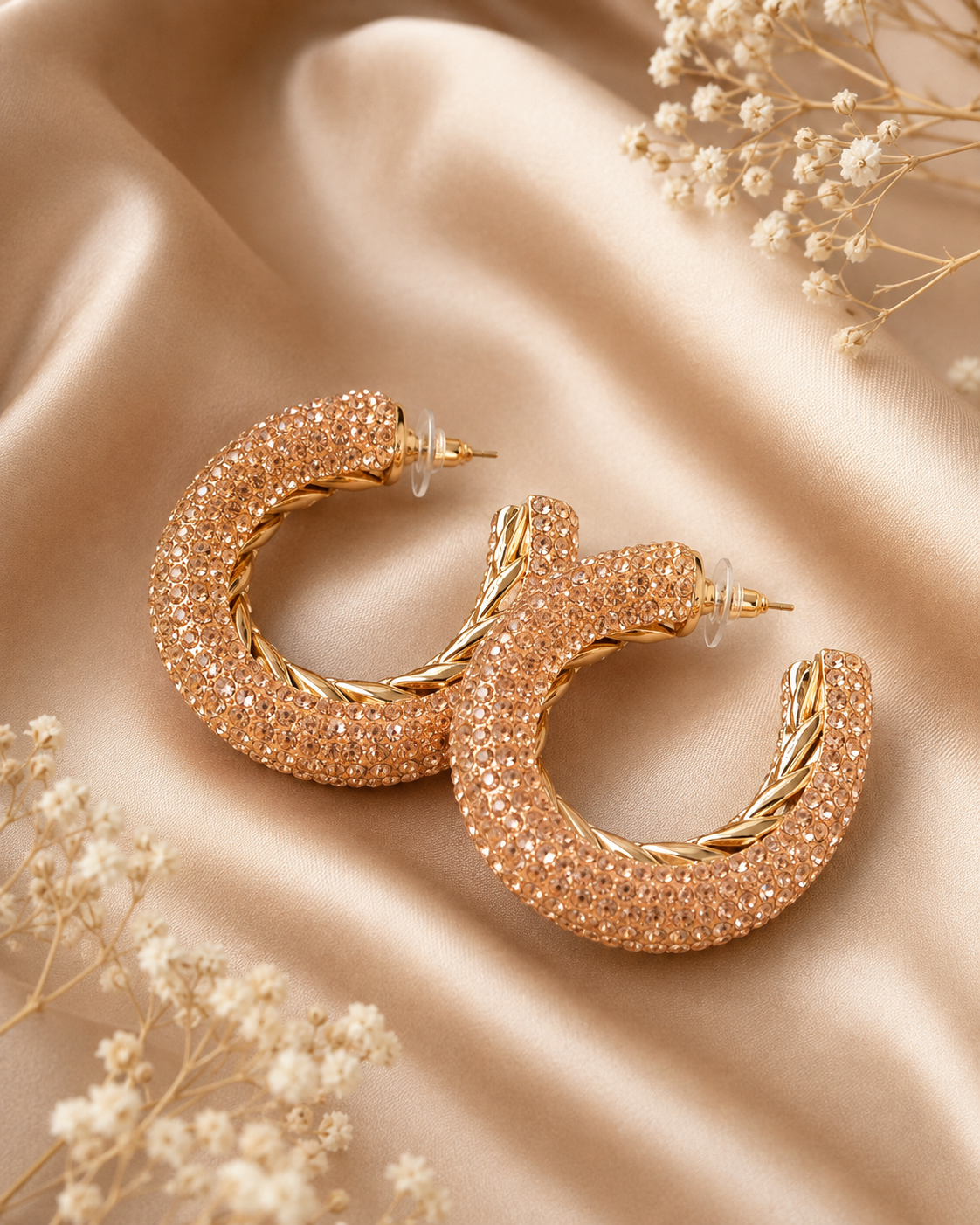 Boucles d'oreilles créoles strass épaisses