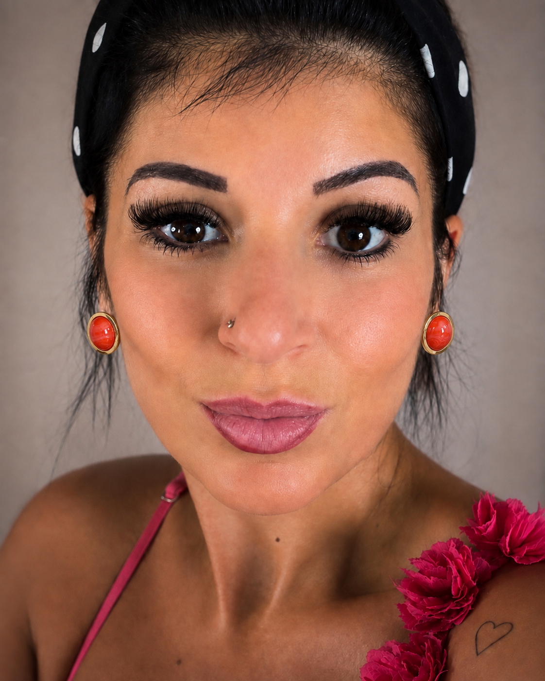 Boucles d'oreilles rondes effet marbré
