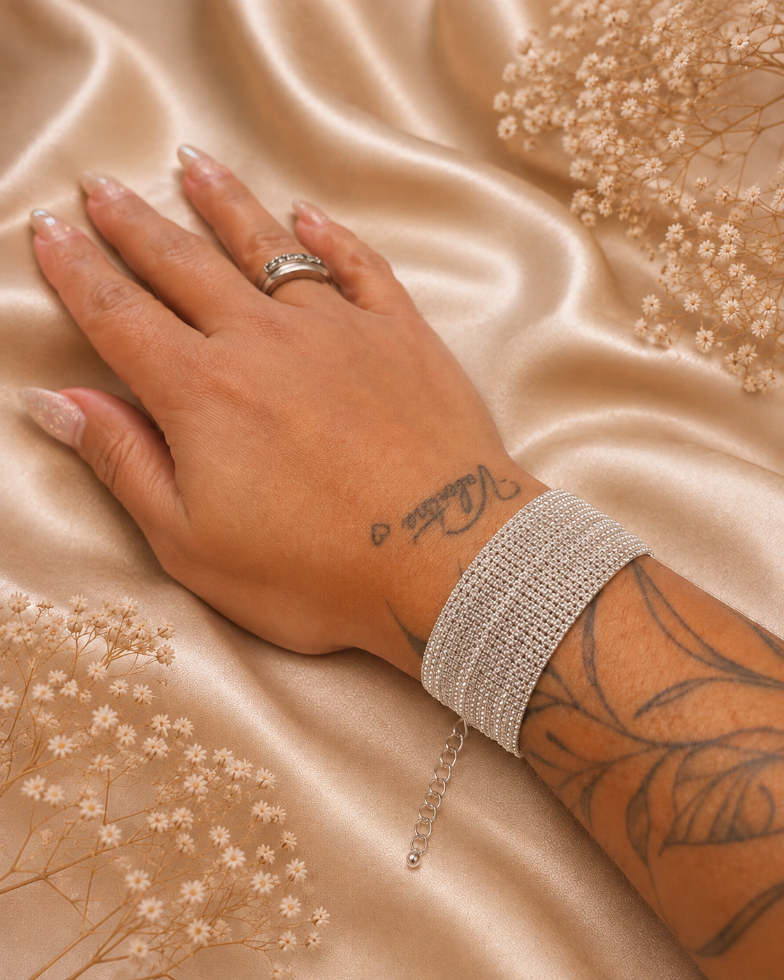 Bracelet manchette strass large