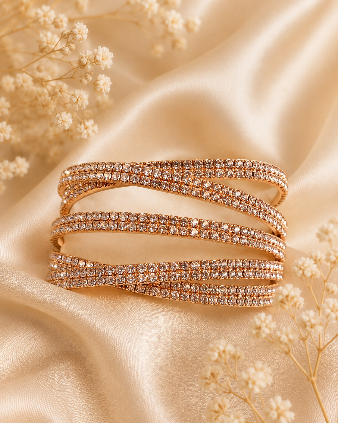 Bracelet manchette croisé strass