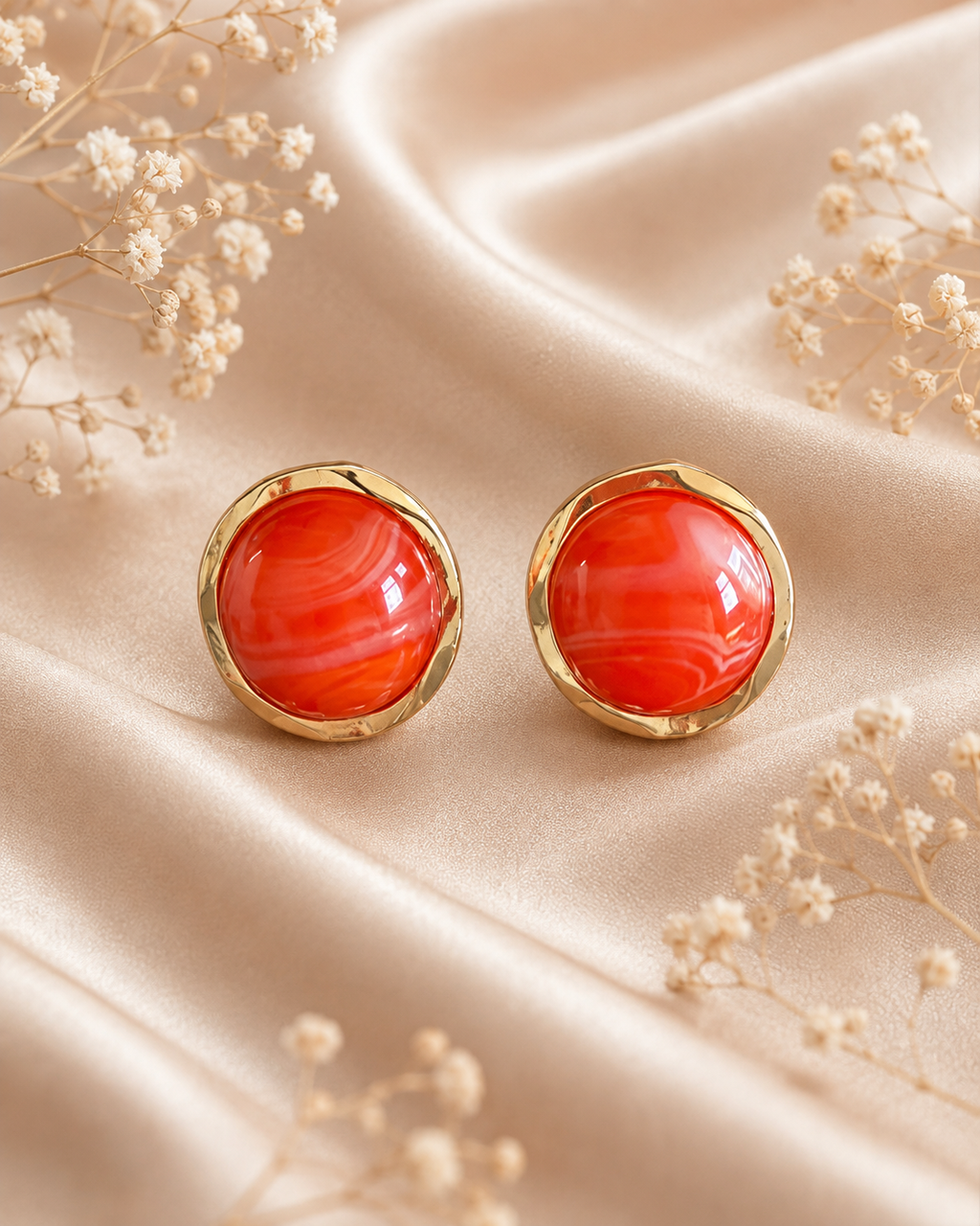 Boucles d'oreilles rondes effet marbré
