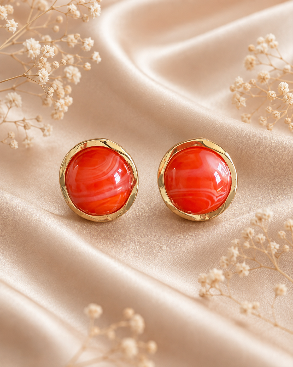 Boucles d'oreilles rondes effet marbré