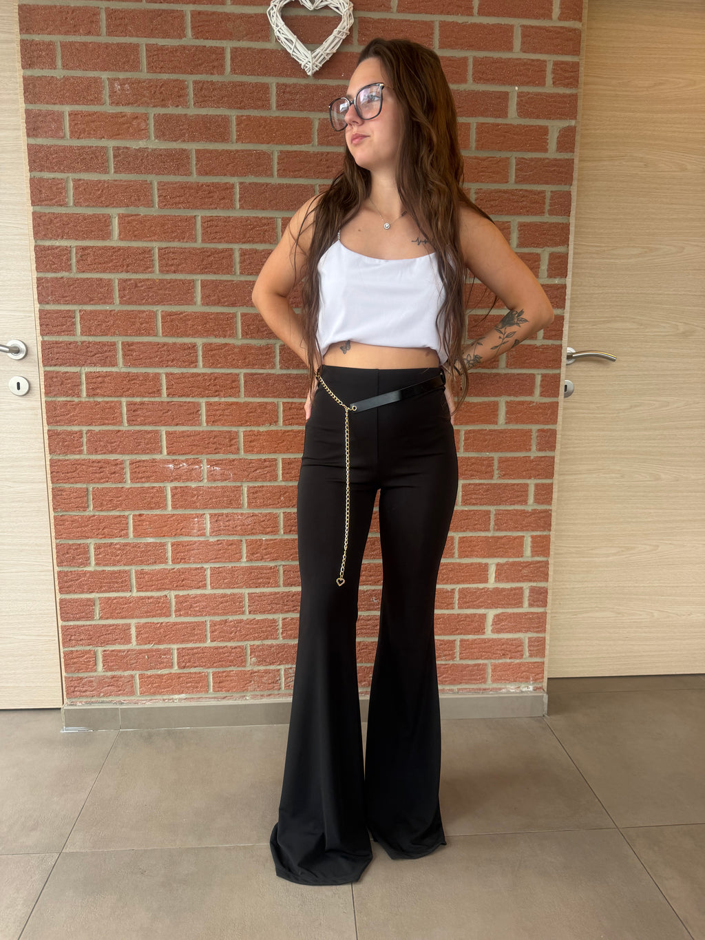 Pantalon Flare Chaîne Dorée
