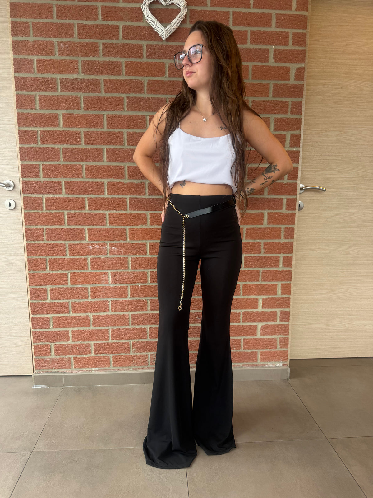 Pantalon Flare Chaîne Dorée