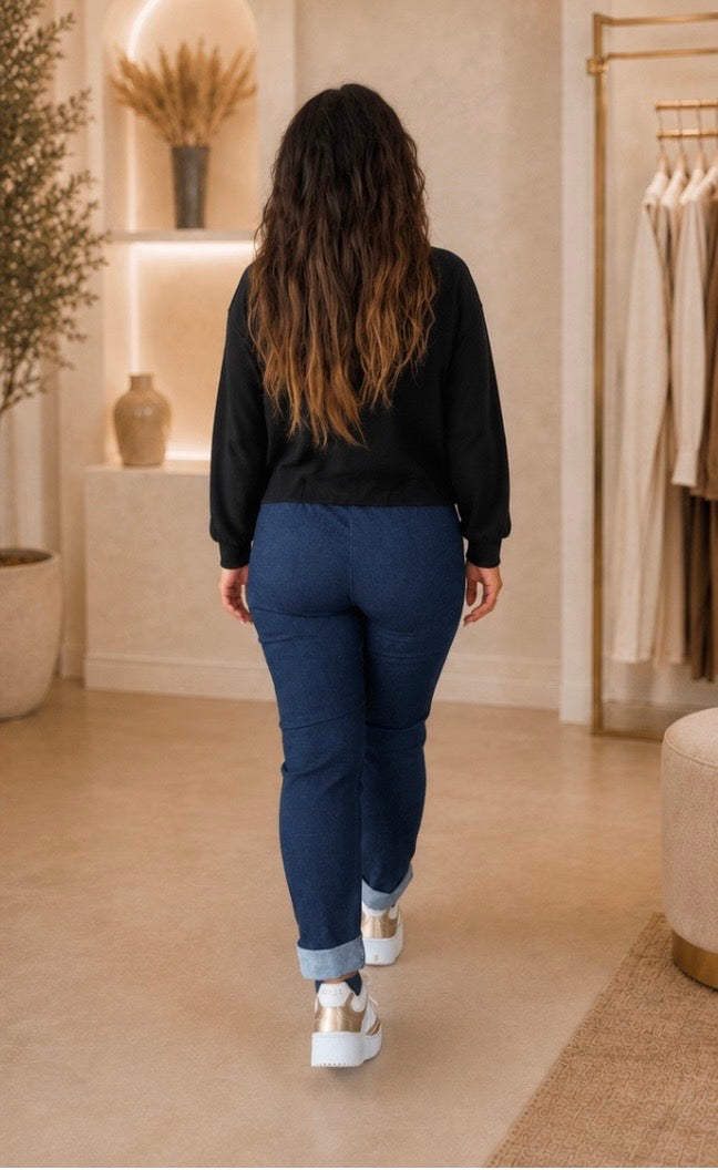 Pantalon bleu effet jean – coupe ajustée